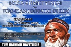 Yesevi ve Türk Kültürüne Katkısı Anlatılacak